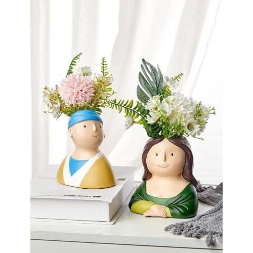 Creative head vase Furnishings TV cabinet living room decoration fashion cute multi-purpose vase home decoration