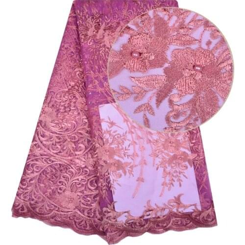 2018 High Quality Nigerian French Lace Embroidered Tulle Lace Fabric For Wedding Dress African Lace Fabric 5 Yards/Lot 1163