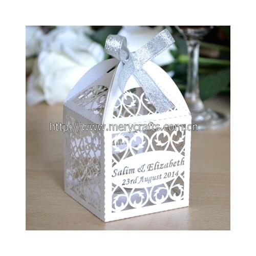 2015 hot sale laser cut "filigree" laser cut wedding favor boxes white from Mery Crafts