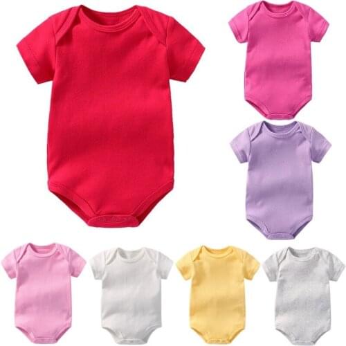 Hot Red Baby Girl Bodysuit Premature Tee Shirts Cotton Soft Newborn Clothes Blank Solid One-Piece Clothing Children Jumpsuit Top