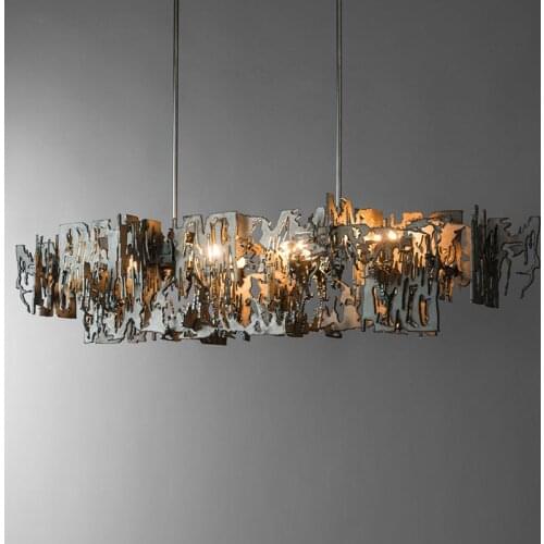 Minimalist sheet metal art restaurant chandelier post-modern model room rectangular exhibition hall bar design sense lamps