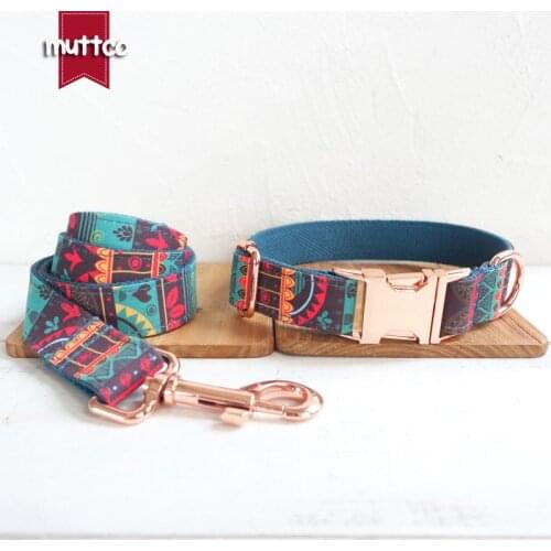 MUTTCO retailing ethnic style colorful handmade soft THE MAYA self-created dog collar 5 sizes UDC043M