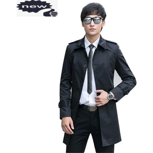 England Style Single Breasted Men Windbreakers Youthful Fashion Slim Thin Medium Long Jackets Oversize 9XL Autumn Business Coat
