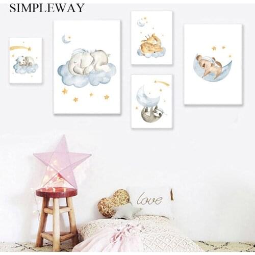 Baby Nursery Wall Art Canvas Poster and Print Painting Woodland Animal Decorative Picture Nordic Kid Children Bedroom Decoration