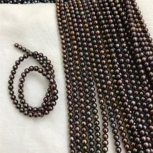 New natural cultured freshwater black round AAA pearl loose beads 15