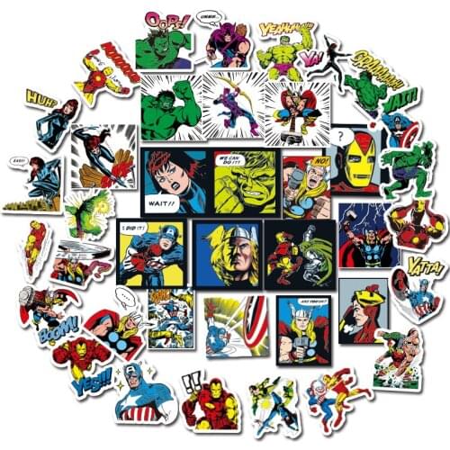 Original Marvel Animation Avengers Stickers Classic Toys Child Cartoon Mini Hand Account Stickers Mobile Cup Waterproof Stickers