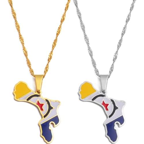 Anniyo Bonaire Map and Flag Pendant Necklaces Jewelry #243521