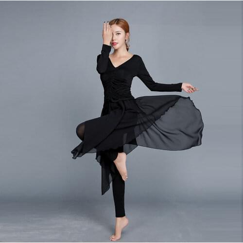 Latin Dance Dress Women Tops and Pants with Chiffon Skirt for Ballroom Samba Tango Chacha Belly Dancing Performamnce 58022