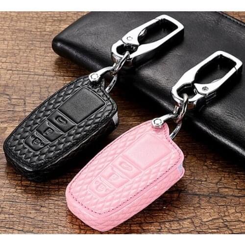 Gift Genuine Leather Key Cover Holder Bag For 2018 Toyota Camry Land Cruiser Prado Corolla CHR CH-R 2/3 Button Fob Key Case