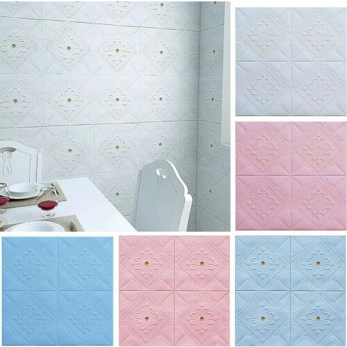 Practical Removable 3D Wall Panel Sticker Self-adhesive Floral Decor Childen Bedroom Background Decal Home Decoration Wallpaper