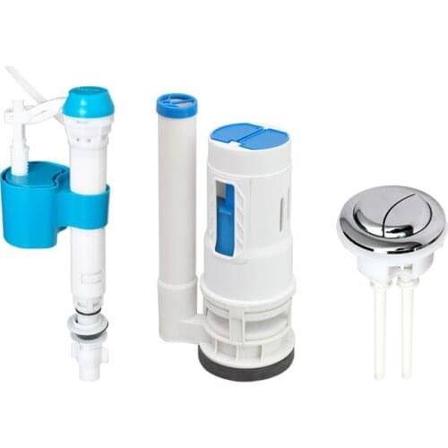 Toilet Water Tank Dual Flush Push Button Cistern Siphon Valve Kits WC Toilet