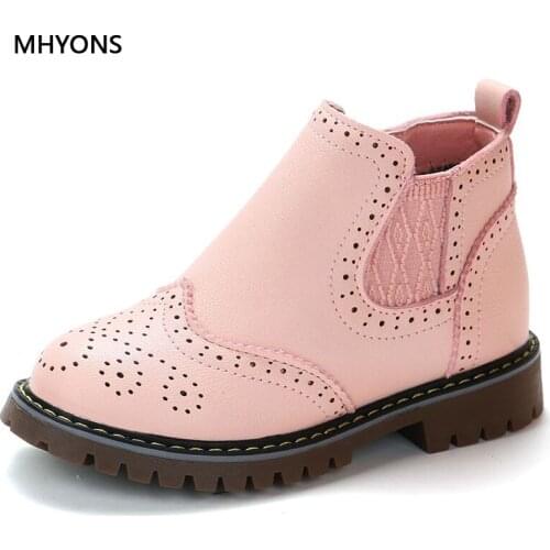Spring Autumn 2019 Kids Shoes Girls Pink Short Boots Children Martin Boots Handmade Leather Boots Toddler Shoes Kids Sneakers