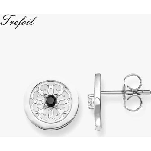 Ornament Flower Stud Earrings, Zirconia Fashion Jewelry 925 Sterling Silver Trendy Gift For Women Lover 2018 New