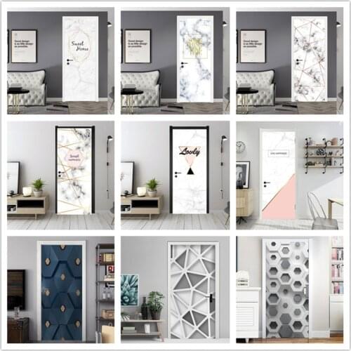 Modern Home Design Decor Door Sticker Self Adhesive Waterproof Mural Decal For Living Room Beroom Marble Texture Wallpaper DIY