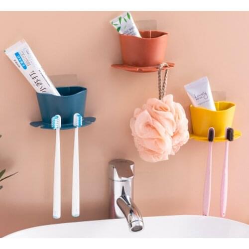 1pcs Plastic Toothbrush Holder Toothpaste Storage Rack Shaver Tooth Brush Dispenser Bathroom Organizer Accessories Set Tools