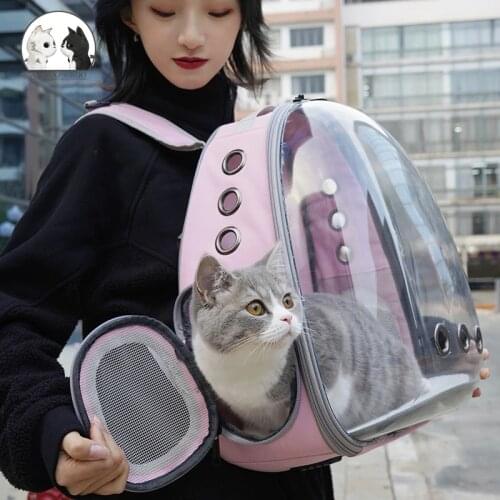 Cat Carrier Bag Breathable Transparent Puppy Cat Backpack Cats Box Cage Small Dog Pet Travel Carrier Handbag Space Capsule