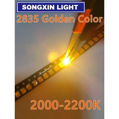 100pcs LED Chip Yellow Color SMD 2835 Golden yellow Surface Mount SMT Bead High Brightness 2200K LED Light Emitting Diode Lamp