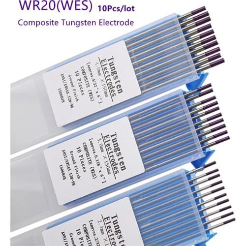 10pcs Tungsten Electrodes Welding Electrodes WR20 （WES）Tig Rods Electrode Composite Purple Tungsten Needle