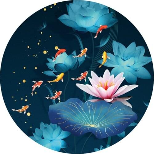 50x50cm Needlework,Printed Animal series Cross stitch,Sets For Embroidery kit Full embroidery Cross-Stitching Silk Fishes Lotus