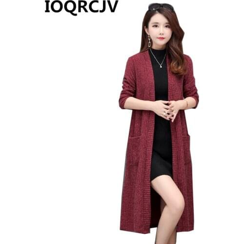 2019 Spring Autumn Women Knitted Cardigan Female Elegant Pocket Outerwear Casual Solid Open Stitch Split Cardigan Sweater R577