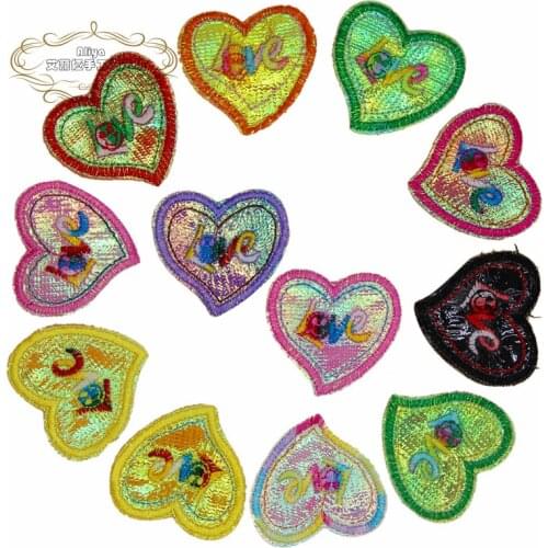 1 pcs Rainbow Love Heart embroidered iron on cartoon patches cloth accessories bag hat repair Appliques phone decor diy