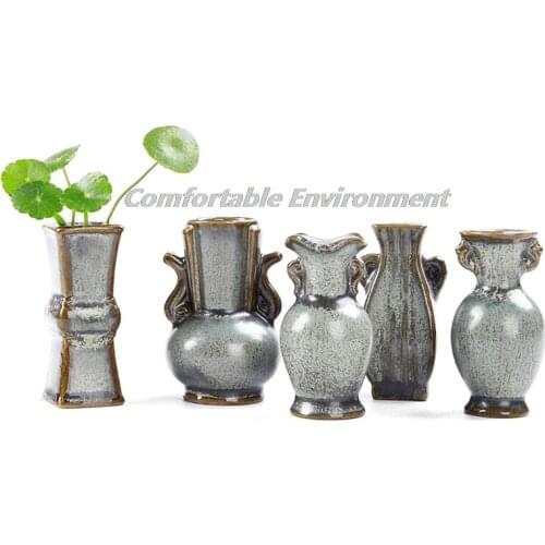 1Pcs Retro Mini Ceramic Vase Flower Arrangement Ornaments Glaze Creative Home Decor Weddings Events Parties Creative