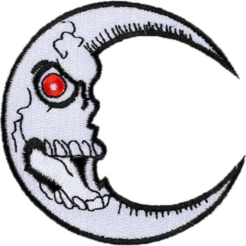 1pcs Funny Evil Scary Moon Face Iron on Sew on Embroidery Patch Apparel Diy Accessories