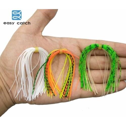 Easy Catch 10pcs Mixed Color Fishing Rubber Jig Skirts 30 Strands Silicone Skirts Wire Fly Tying Rubber Material