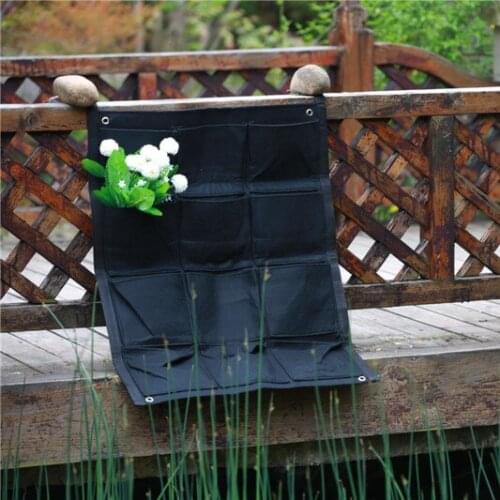 12 pockets Felt Outdoor Vertical Gardening Flower Pots and Planter, Hanging Pots Planter On wall Field with plastic on the back