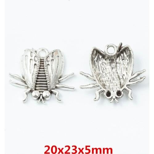 15pcs cicada zinc alloy charms pendant suitable for DIY Bracelet Necklace metal jewelry accessories 6747