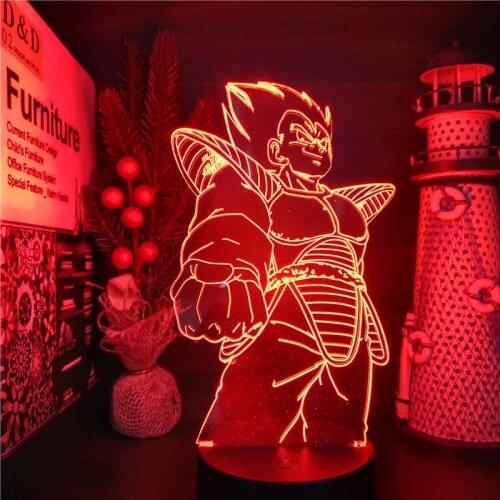 Dragon Ball Z 3D Night Lights Vegeta Super Saiyan Lamp Decor Bedroom Xmas Gift Visual DBZ Colorful Lighting Lampara Illusion