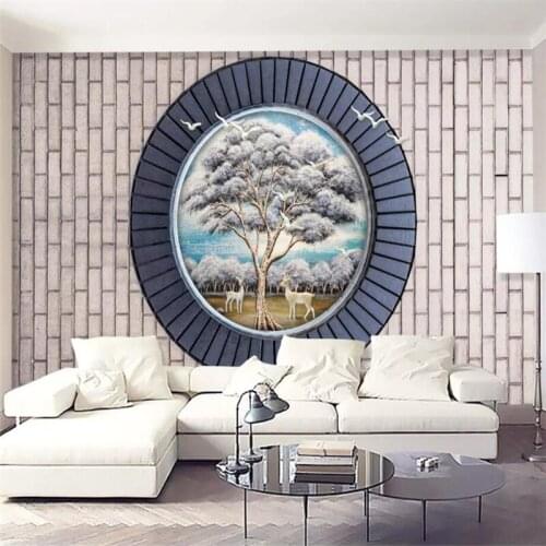 Beibehang 3d wallpaper murals custom living room bedroom modern bricks solid round oil painting mural background decoration