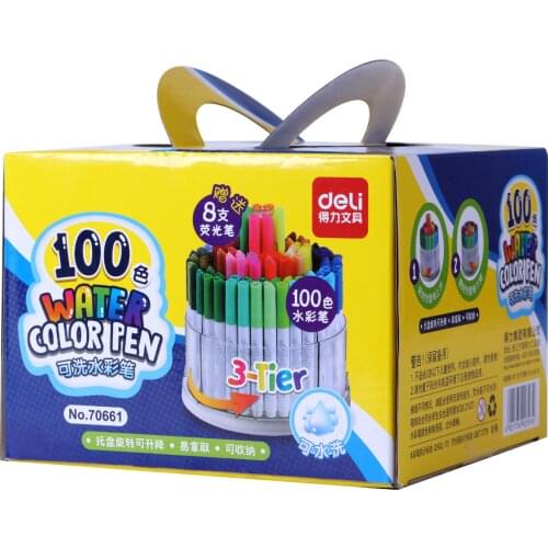 70661 Watercolor Pen 100 color children can wash color Graffiti pen set Gift Box pen cute stationary kawaii school supplies