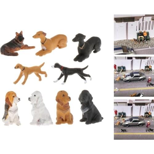 9Pcs 1/64 Miniature Tiny PVC Dog Scenery Diorama Children Toy Group