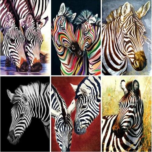 DIY 5D Diamond Painting Animals Cross Stitch Kits Full Round Drill Zebra Embroidery Pictures of Rhinestones Handmade Home Decor