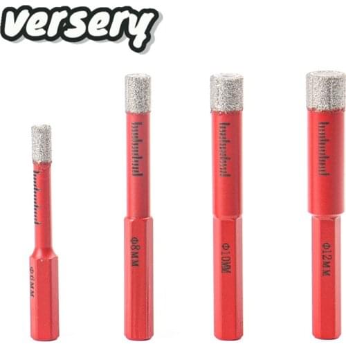 Free Shipping 6/8/10/12mm Hex handle Vaccum Brazed Diamond Dry Drill Bits Hole Saw Cutter for Granite Marble Ceramic Tile Glass