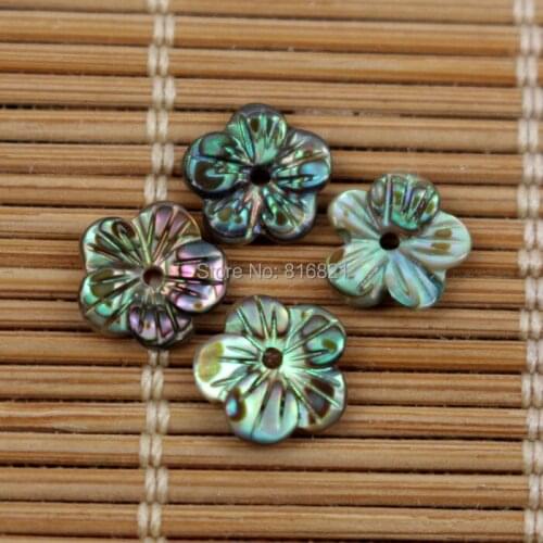10 pieces/lot ) 8x1.5mm New Natural Abalone Shell Beads Carved Flower focal Drilled Charms Beads