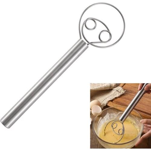 Danish Dough Whisk Stainless Steel Dutch Style Bread Dough Hand Mixer Stainless Steel Handle Kitchen Baking Tools