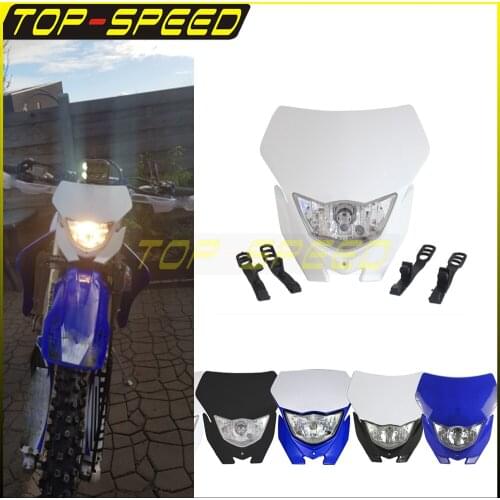 Dual Sport Enduro Supermoto Head Light Headlamp Front Light Fairing Mask for Yamaha Kawasaki Suzuki WR TTR KLX KXF CRF 125-450