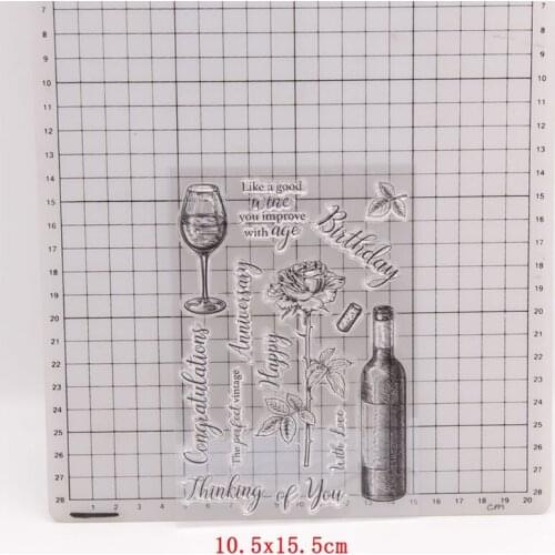 Elegant Red Wine Rose Clear Stamps for Card Making Decoration DIY Scrapbooking