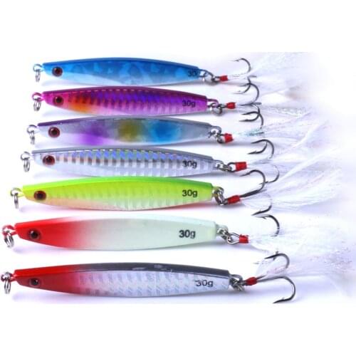 HENGJIA 7PCS 14g 21g 30g 40g Sea Fishing Hard Lure Slice Jig Fishing Tackle