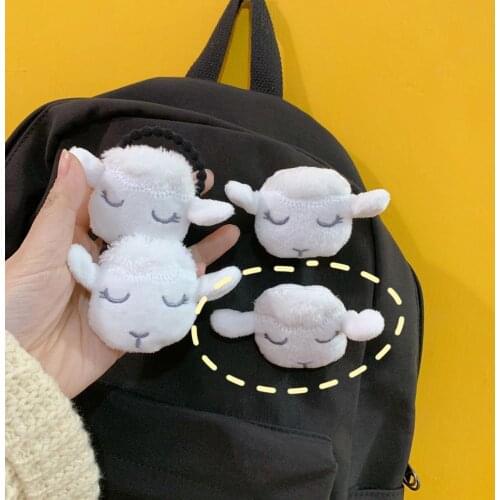Korean soft cute white sheep pin cartoon plush 3D animal doll bag Clothes brooch for women girl brooch gifts