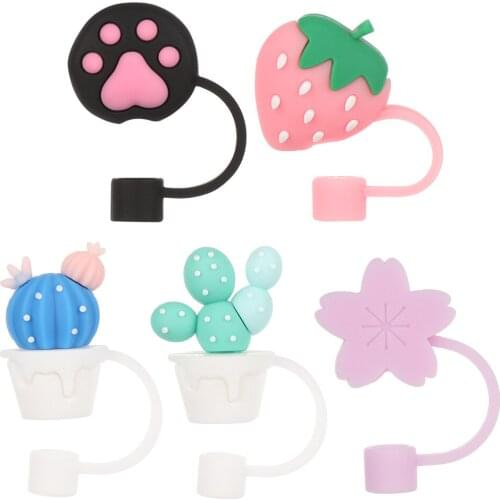Creative Silicone Straw Plug Reusable Drinking Dust Cap Cute Splash Proof Glass Cup Accessories Cartoon Plugs Tips Cover