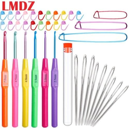 LMDZ Crochet Hook Knitting Needles Set Handle Sweater Knitting Stitching Needle DIY Weaving Tool Small Lace Knitting Accessories