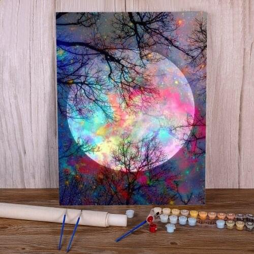 Landscape Moon Paint By Numbers Complete Kit Acrylic Paints 50*70 Painting On Canvas Home Decoration Crafts For Wholesale