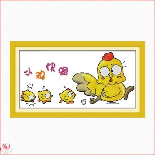 Joy Sunday Cute Chicks Pattern Cross Stitch Kit DIY Embroidery Set 14CT 11CT Needlework Sewing Kit Home Decoration Handmade Gift