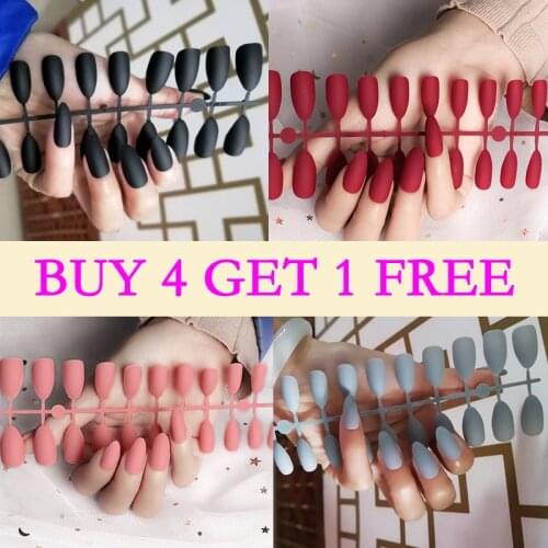 24pcs Matte DIY Fake Nails Cheap Red Blue Green Short Nail Tips Fingernail Level Nail Art False Nails Wholesales False Nails Hot