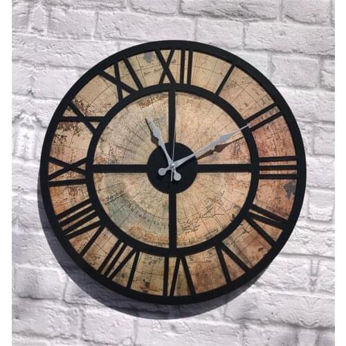 Markakanvas Round World map wall clock decorative clock living room large vintage wall clocks diameter 50cm