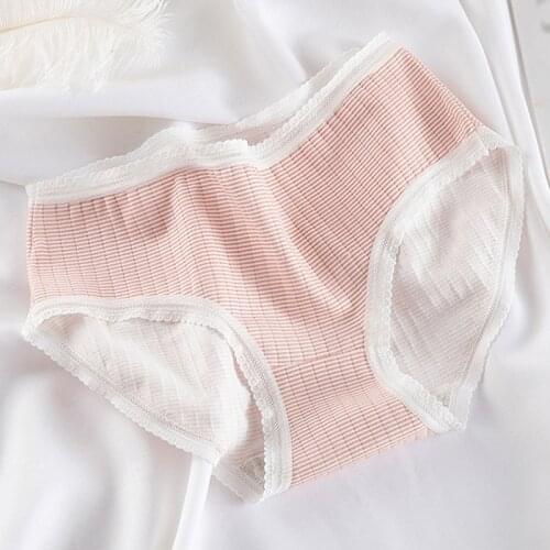 2021 New Fashion Love Japanese Underwear Mid Waist Bag Hip Cotton Crotch Ladies Underwear Girls Knitted Threaded Briefs