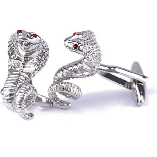 Novelty Cufflinks Silver Color Animal Snake Crystal Design Cuff Links Shirt High Quality Cufflinks for Mens Gifts Jewellery